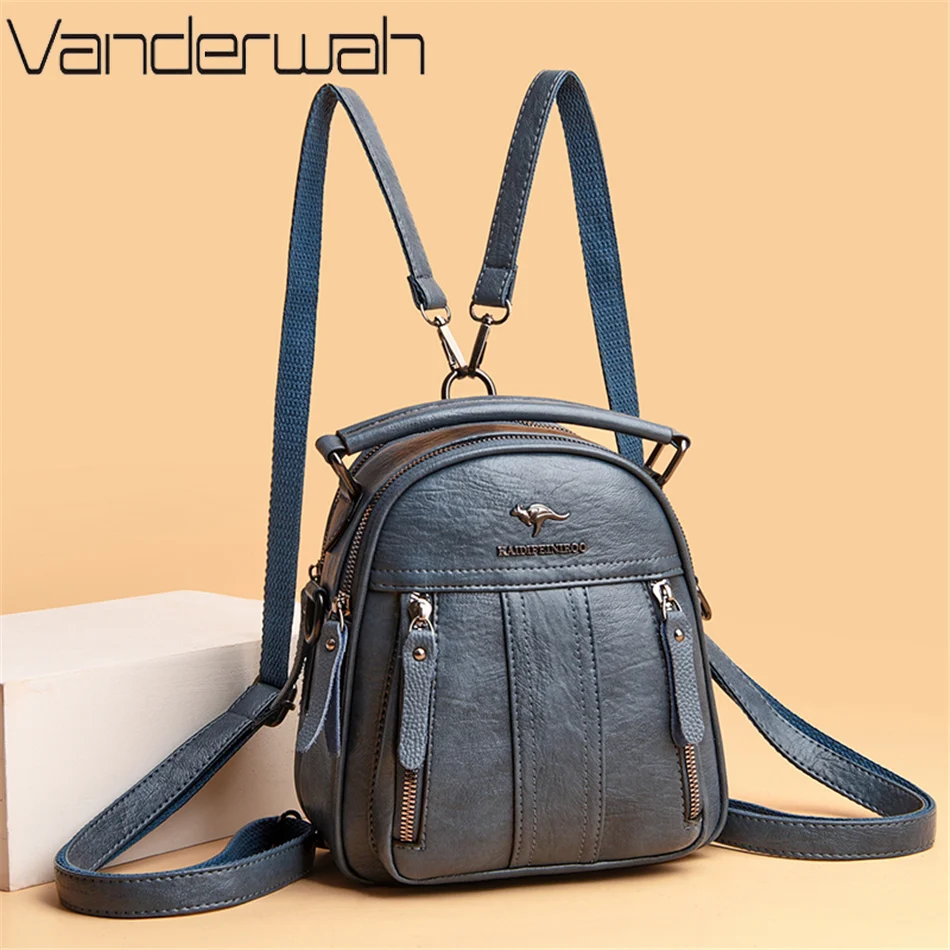 Mini Backpack Purse - Skórzane plecaki 4 w 1. Wielofunkcyjna