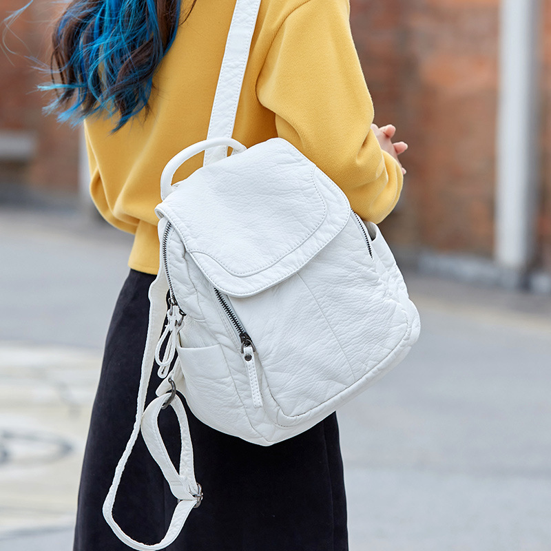Plecak damski biały sprany ple – Fashion Backpack Women recenzja i cena
