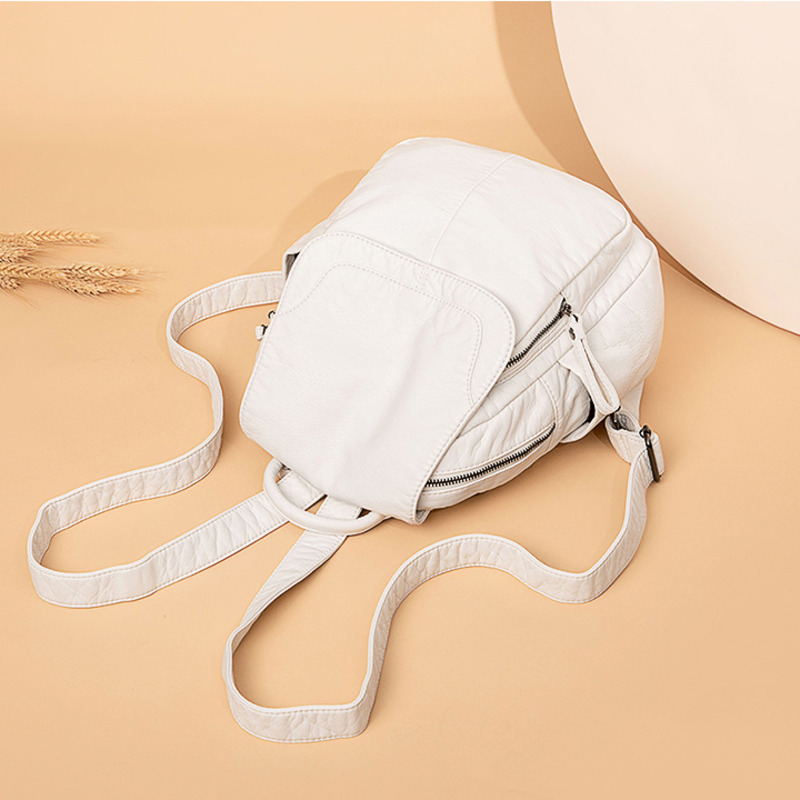 Plecak damski biały sprany ple – Fashion Backpack Women recenzja i cena